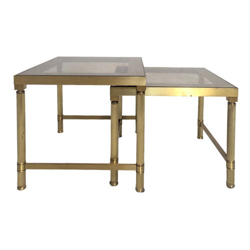 Metal Brass Nesting Tables from Maison Jansen, Set of 2 For Sale - Image 7 of 7