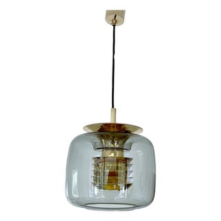 Vintage Gilded Glass Pendant Light from Erco, 1970s For Sale