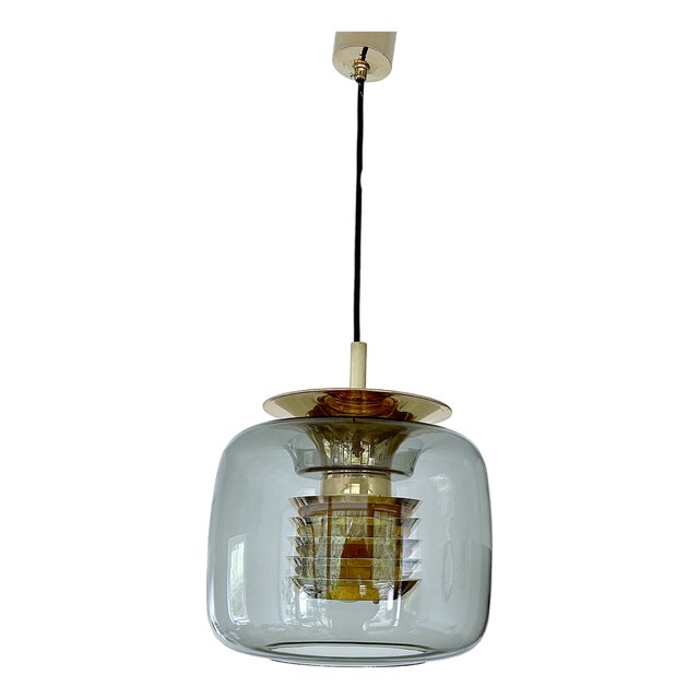 Vintage Gilded Glass Pendant Light from Erco, 1970s For Sale