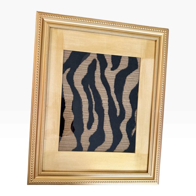 A striking, one-of-a-kind piece of upcycled wall art featuring Schumacher’s Regine Stripe Velvet. The graphic textile...