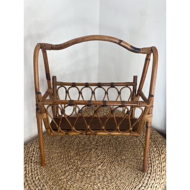 Bamboo and Rattan Magazine Rack, 1960s For Sale - Image 13 of 14