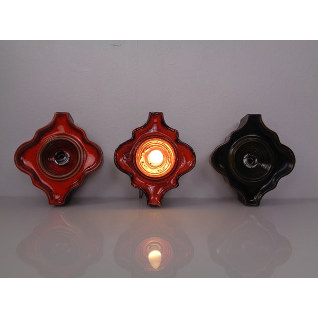 Pop Art German Ceramic Wall Lamps, 1970s, Set of 3 For Sale - Image 6 of 18
