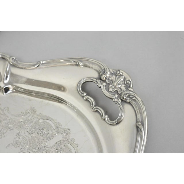 Victorian Antique Gorham Silver Plated Victorian Oval Butlers Serving Platter Bar Tray For Sale - Image 3 of 16