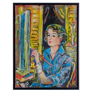 Abstract Oil Painting on Canvas, "Self-Portrait" by Suzanne McCullough Plowden