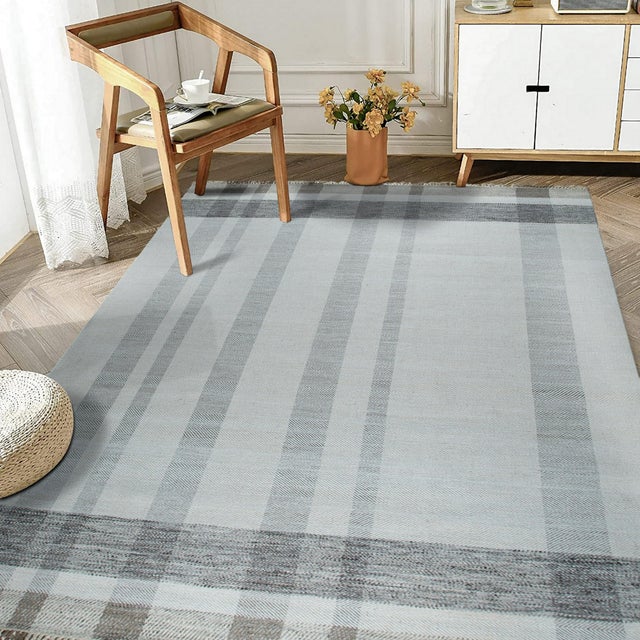 4x6 Giselle Serene Multicolor Geometric Modern Flatweave Wool Carpet Rug For Sale - Image 9 of 9