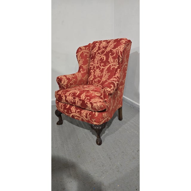 Wood Wing-Backed Mahogany Chair, 1920 For Sale - Image 7 of 14
