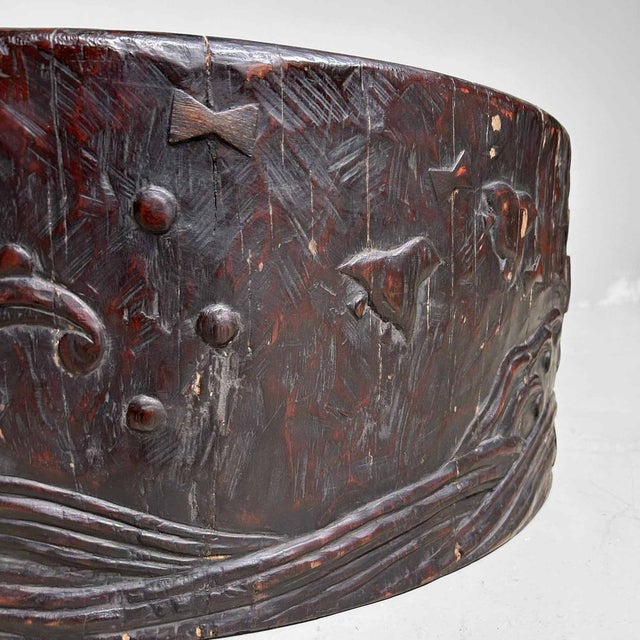 Large Antique Wood Carved Hibachi, 1890s For Sale - Image 14 of 18