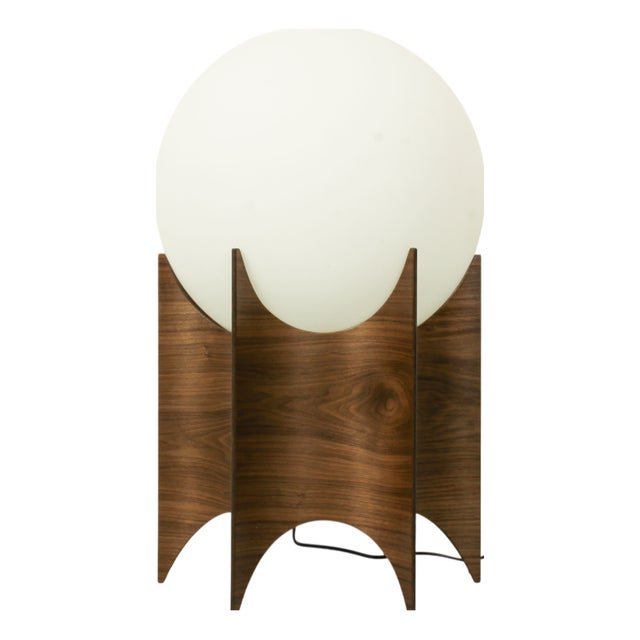 Vintage Globe Lampshade with Sculptural Wooden Base, 1960s For Sale