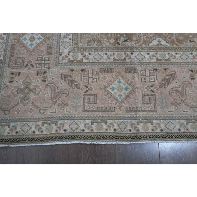 1970s Vintage Persian Handmade Wool Cotton Light Brown Area Rug For Sale - Image 9 of 11