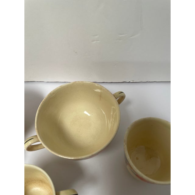 Cream 1920s Royal Adams Titan Ware Hand Painted English China “Maytime” Cups and Saucers For Sale - Image 8 of 10