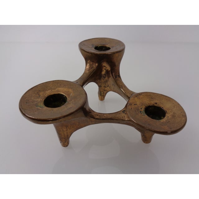 Metal Brutalist Bronze Candleholder by Michael Harjes, 1960s For Sale - Image 7 of 18