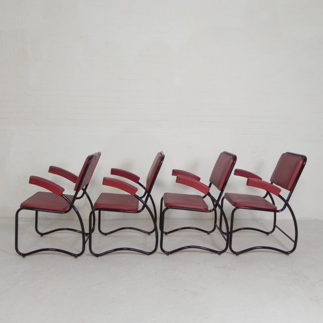 Black Bauhaus Armchairs and Coffee Table with Tubular Frame, 1950s, Set of 5 For Sale - Image 8 of 18