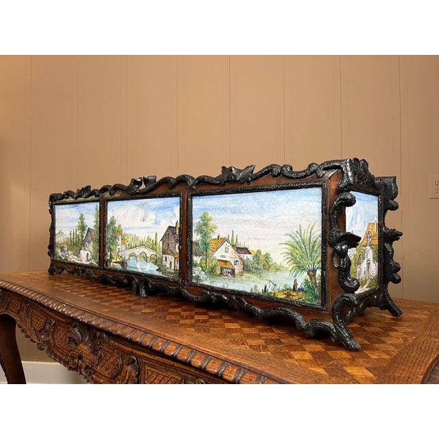 Late 19th Century Antique French Jardiniere Planter Black Forest Loebnitz Faience Walnut C1870 For Sale - Image 5 of 18