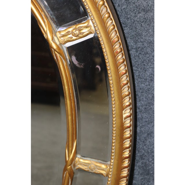 Pair of Beveled Glass Oval Neoclassical Style Gilded Mirrors For Sale - Image 9 of 9