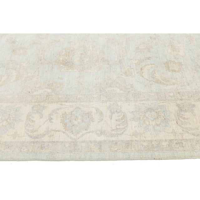 2010s Serene Sky: Modern Peshawar Hand-Knotted Wool Rug 9x12 For Sale - Image 5 of 11