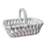 Mid 20th Century Italian Woven Ceramic Handled Basket For Sale