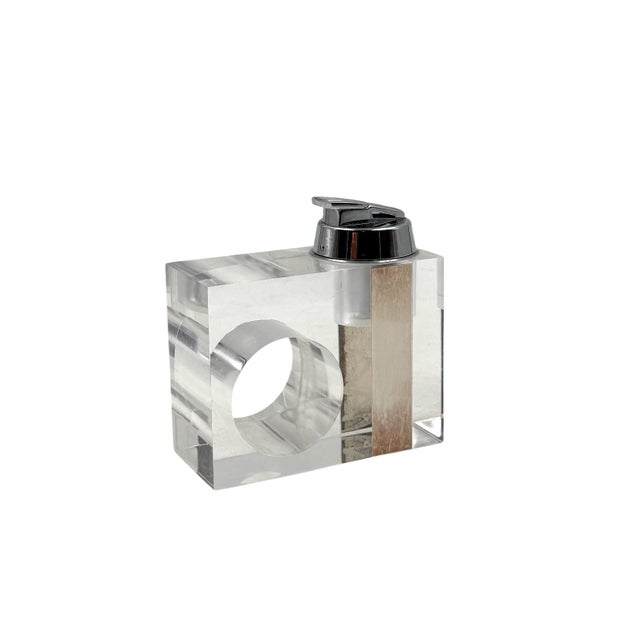 Space Age Clear Lucite Table Lighter, Italy 1970s For Sale - Image 10 of 12