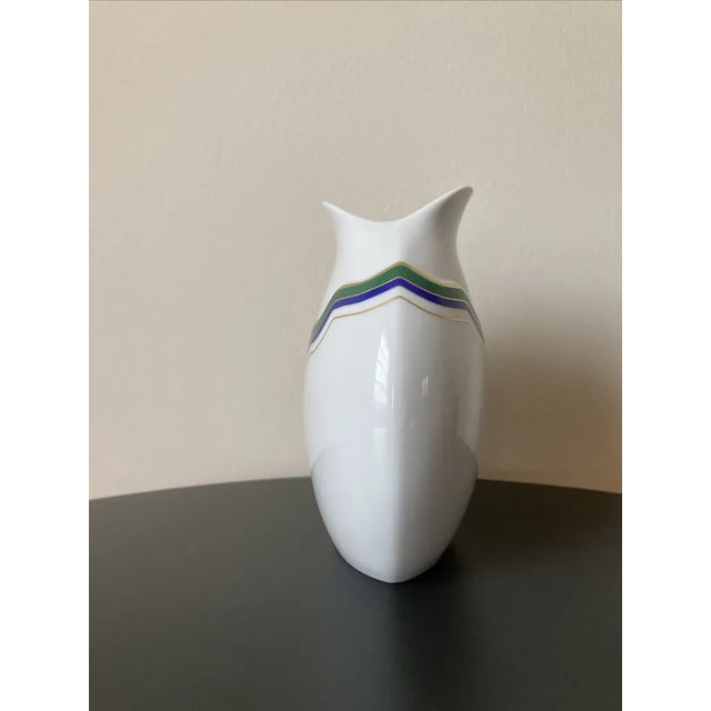 Mid-Century Modern Geometric Undulation German White Porcelain Vase by Kaiser, Signed For Sale - Image 3 of 12