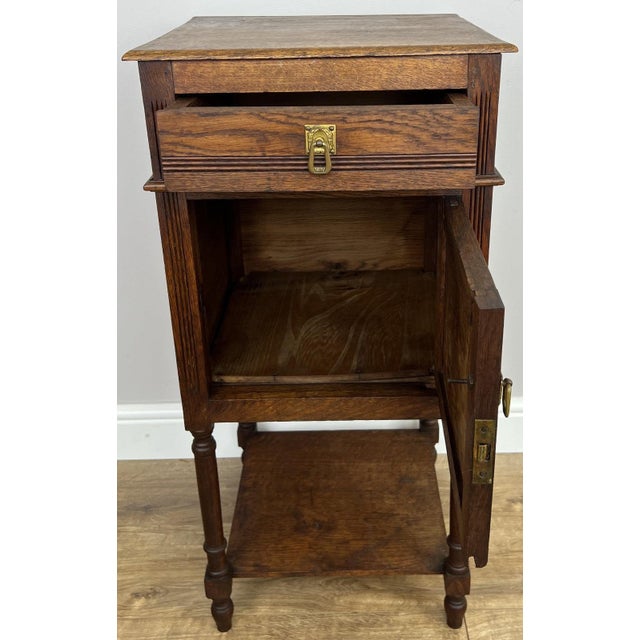 Antique French Oak Carved Nightstand For Sale - Image 4 of 15