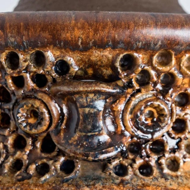 Ceramic Flat Brown Beige Ceramic Pendant Light, Denmark, 1970s For Sale - Image 7 of 13