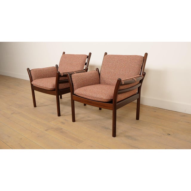 Vintage Genius Armchairs in Mahogany by Illum Wikkelso for Silkeborg, 1960s, Set of 2 For Sale - Image 3 of 14