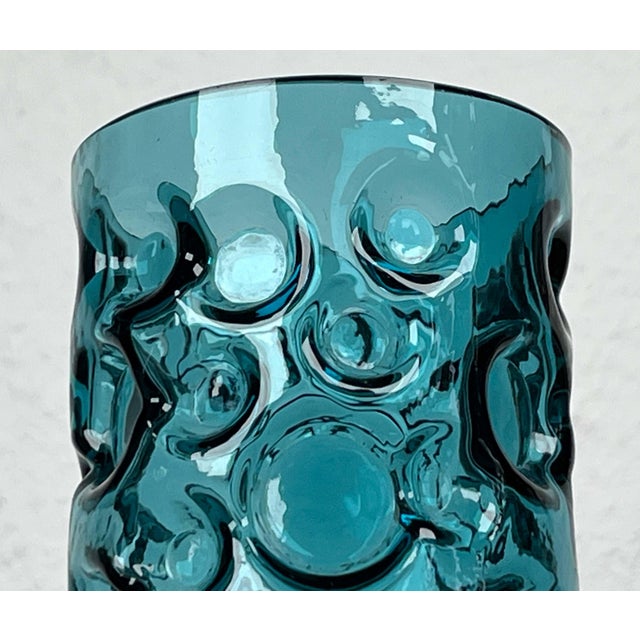 Mid-Century Modern Space Age Blue Bubble Glass Vase by Wilhelm Braun-Feldweg for Hirschberg, Germany, 1960s, in Very Good...