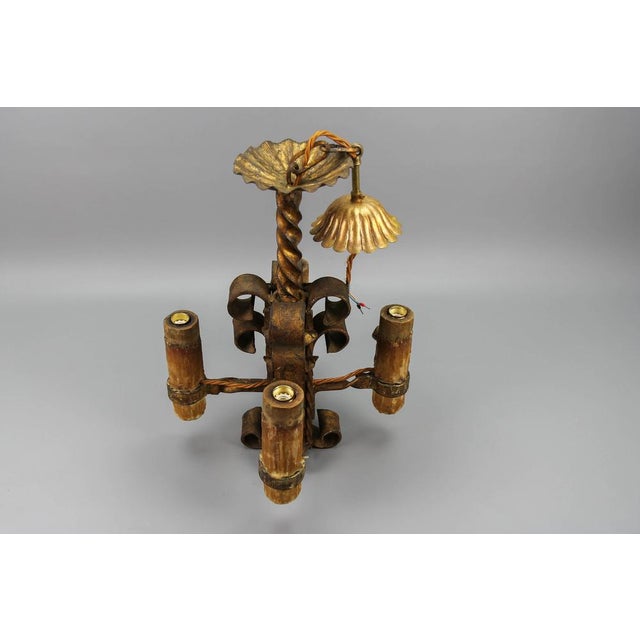 Late 19th Century Medieval Gilt Wrought Iron Chandelier, 1890s For Sale - Image 14 of 18