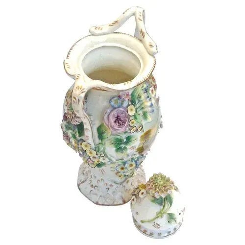 Large Antique Jacob Petit Floral Urn For Sale - Image 4 of 7