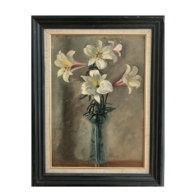 Janebé Weber, Nature morte aux lys, 1937, Oil on Wood, Framed For Sale