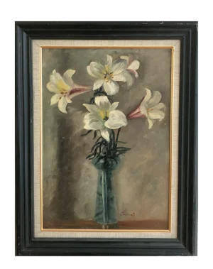 Janebé Weber, Nature morte aux lys, 1937, Oil on Wood, Framed