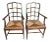 Pair Dutch Rush Seat Wood Arm Chairs For Sale
