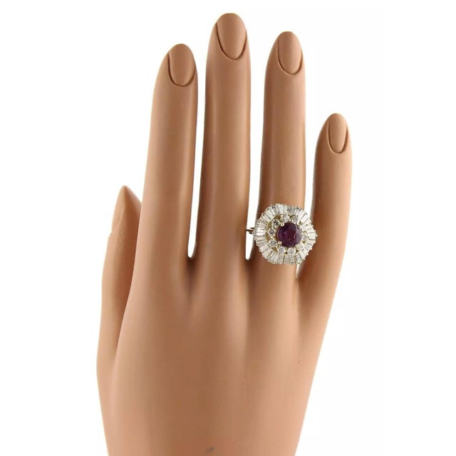 Diamonds & Pink Sapphire 4.75ct 14k Gold Ballerina Cocktail Ring Size 6.75 For Sale - Image 4 of 4