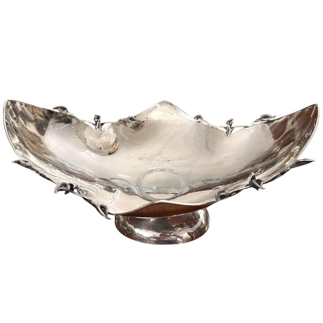 Turkish Pair of Damar 925 Sterling Silver Floral Centerpiece Bowls. Turkey. For Sale - Image 3 of 7
