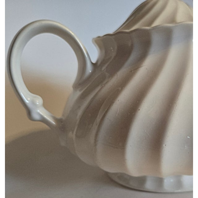 Ceramic Vintage White Ironstone Teapot For Sale - Image 7 of 14