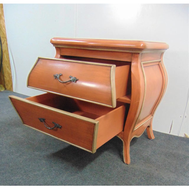 Kravet Kravet Louis XV Style Orange & Cream Commode For Sale - Image 4 of 8