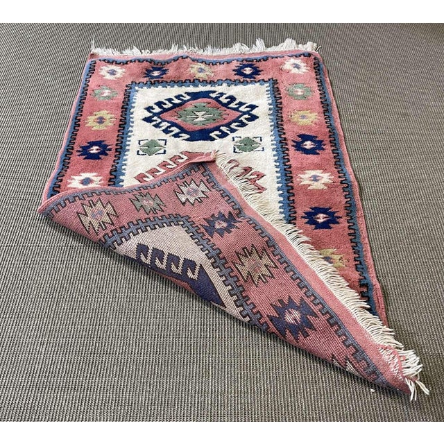 Vintage Handmade Wool Rug For Sale - Image 4 of 8