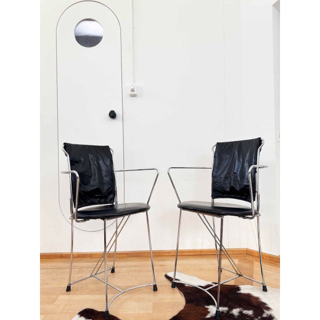 Antonio Citterio Eridiana Leather + Metal Chairs, Xilitalia, Italy, 1980s, Set 6 For Sale - Image 11 of 12