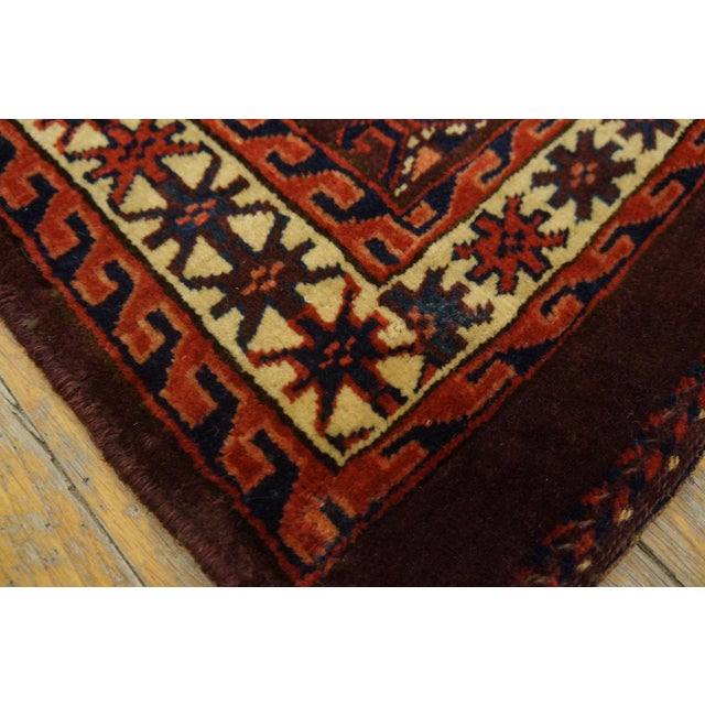Late 19th Century 1871s Red Wine Geometric Antique Turkmen Tekke Chuval Rug 2'6" X 3'9" Handknotted Wool Carpet For Sale - Image 5 of 10