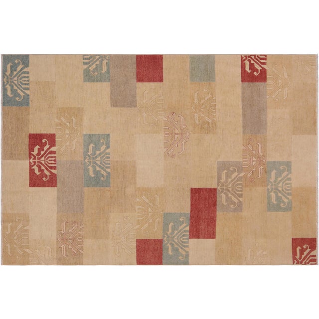 Boho Chic Gabbeh Tan/Beige Wool Rug - 9'0'' X 11'0'' For Sale - Image 9 of 10
