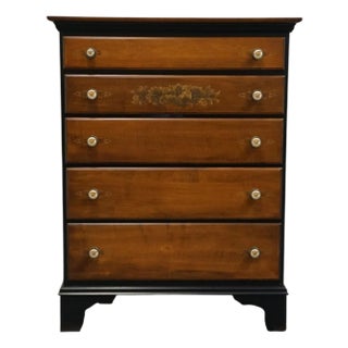 Late 20th Century Genuine Hitchcock Solid Cherry 35" Two Toned Hand Painted Chest of Drawers For Sale