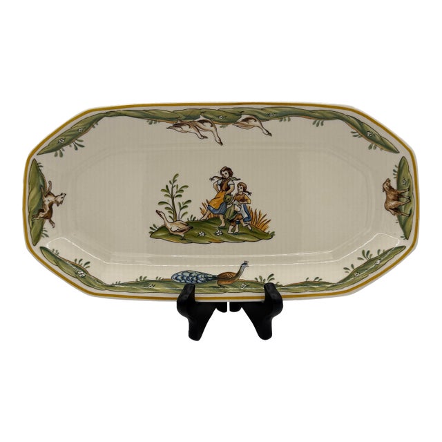 Vintage 1980s Villeroy & Boch “Country” Hand-Painted Pastoral Rectangular Serving Platter For Sale