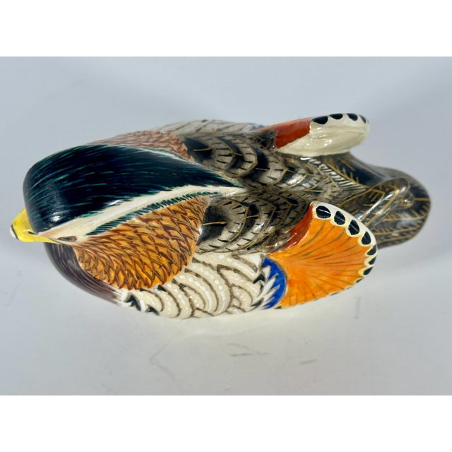 Early 20th Century Kutani Satsuma Mandarin Duck Figurine by Ito Tozan, Rare For Sale - Image 9 of 10