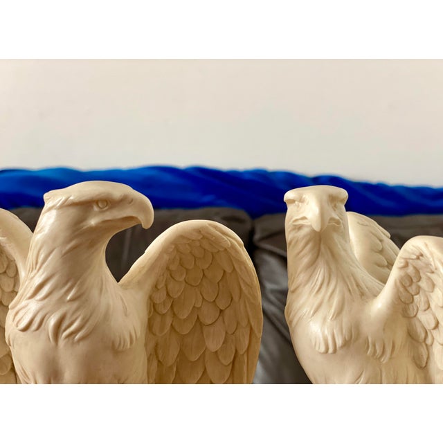Vintage Alabaster American Eagles - A Pair by Italian Sculptor A. Giannelli For Sale - Image 6 of 9