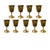 A striking set of nine brass wine goblets featuring a classic flared form and polished silver-tone interiors. Each goblet...