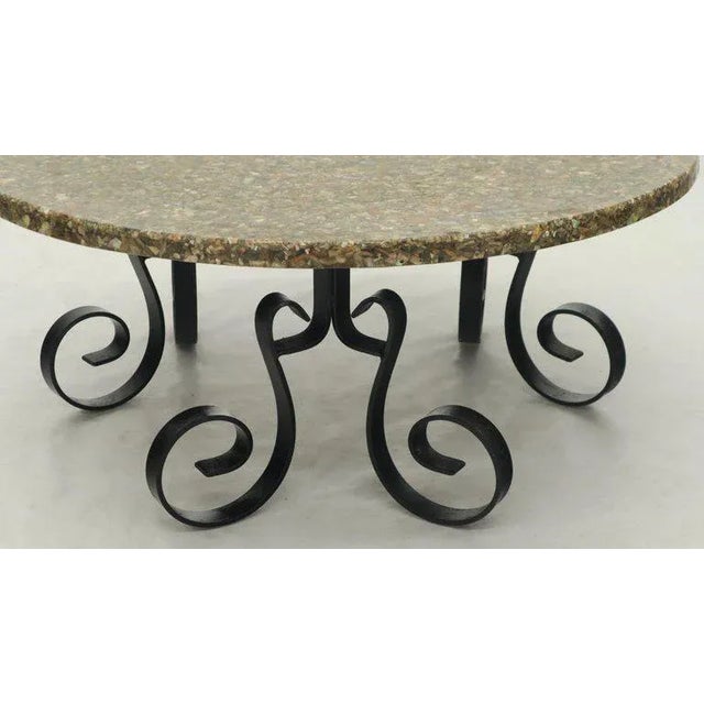 Wrought Iron Base Abalone Composite Round Top Coffee Table Chairish