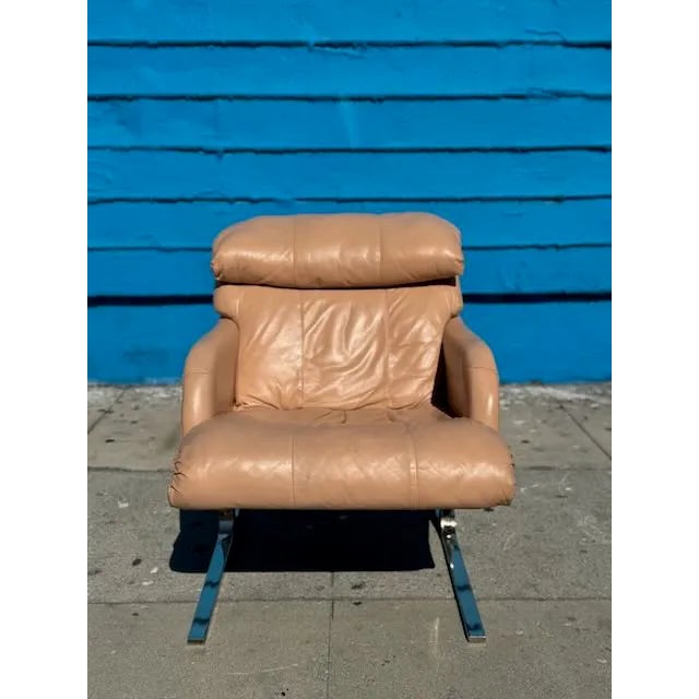 1990s Hekman-Dansen Pink Leather Chair & Ottoman For Sale - Image 9 of 14