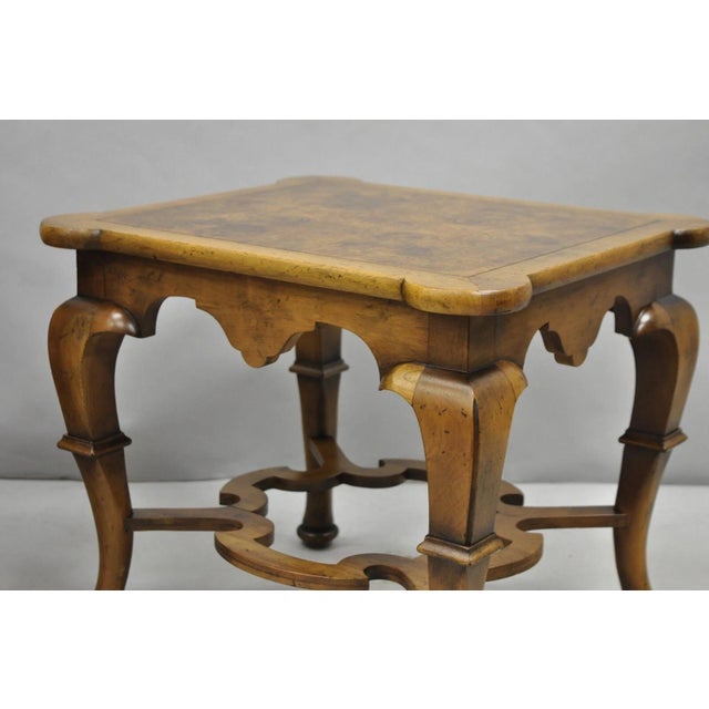 Vintage Baker Regency Style Burlwood Walnut Low Side End Tables - A Pair For Sale - Image 10 of 12
