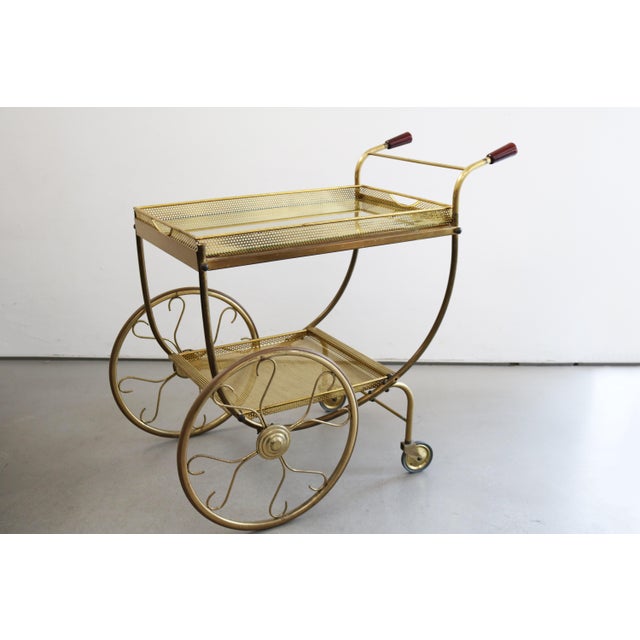 Mid-Century Modern Serving Trolley in Perforated Metal by Josef Frank for Svenskt Tenn, Sweden, 1950s For Sale - Image 3 of 11