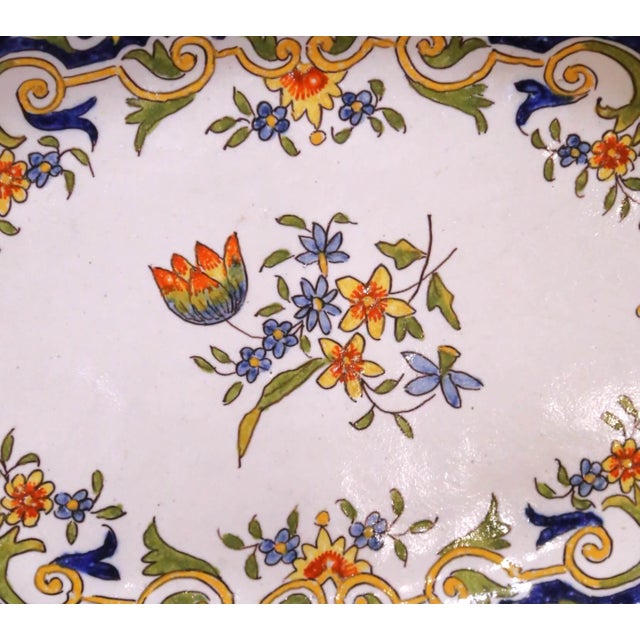 White Early 20th Century French Rouen Faience Wall Platter With Pierced Rim For Sale - Image 8 of 11