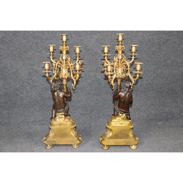 19th Century French Louis XV Style Bronze Figural Clock Set by Milliard Paris For Sale - Image 10 of 18